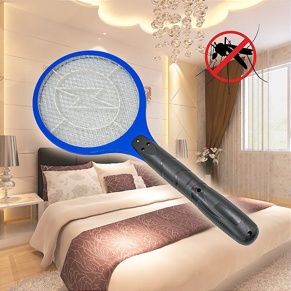 Raquete Elétrica Mata Mosquito Insetos Moscas Recarregável [F102]