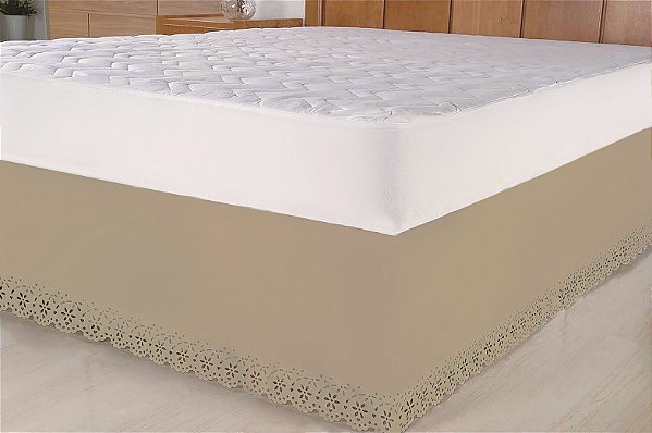 Saia Para Cama Box Colchobox Bordado Ultrassonico Queen Size Avelã [F101]