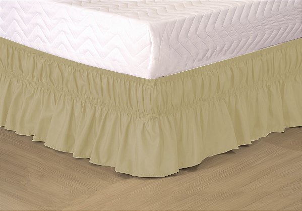 Saia Para Cama Box Colchobox Elasticada Ajustavel Queen Ou King Size Avelã [F101]