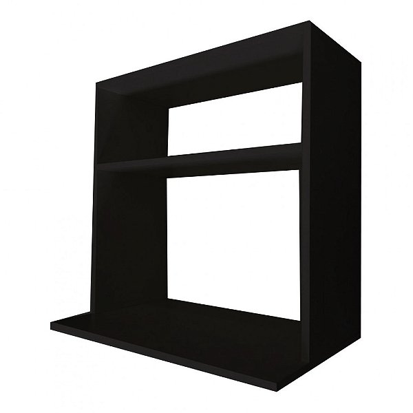 Suporte Microondas Com Nicho Em Mdf Preto [F031]