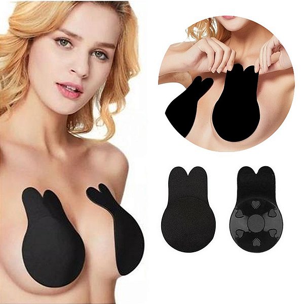Sutiã Adesivo Levanta Seio Invisible - Preto - Tam: L/xl [F102]