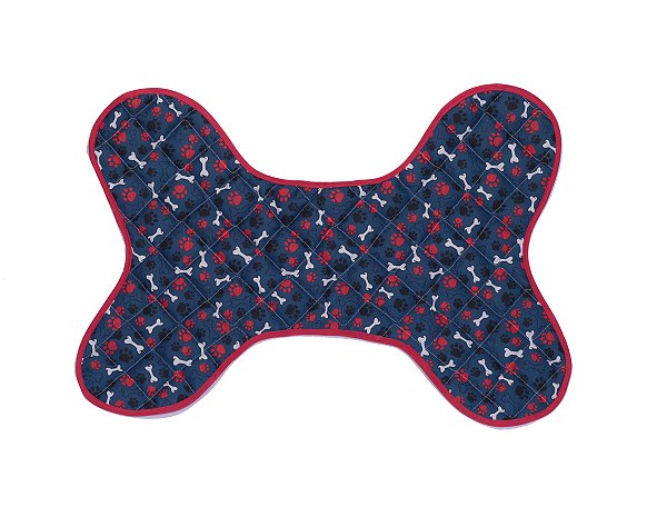 Tapete Pet Para Cães E Gatos Comedouro Em Formato De Osso Cores: Patinhas [F101]