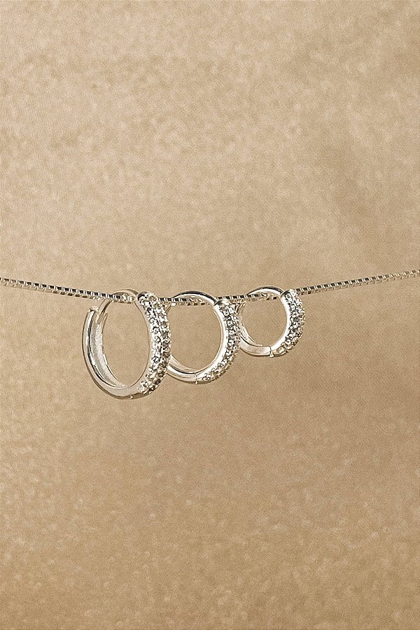 Trio De Argolinha Com Zircônia Em Prata 925 [F027]