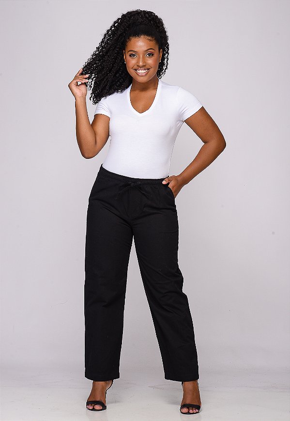 Calça Feminina Elástico 7928 Preto [F075]