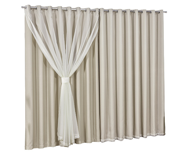 Cortina Blackout Com Voil 5,00x2,50 Para Varão Duplo [F122]