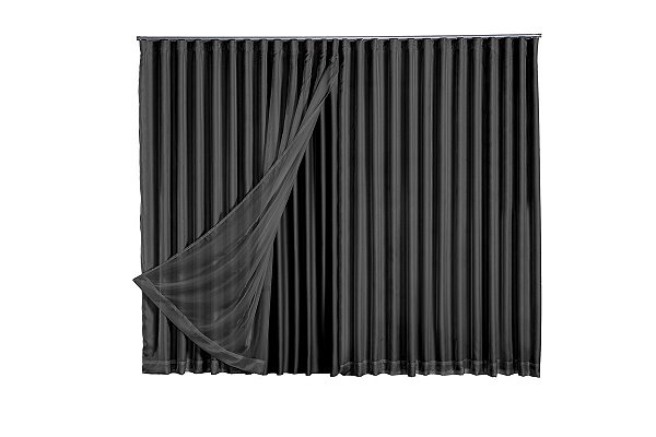 Cortina Blackout Com Voil 6,00x2,50 Para Trilho Duplo [F122]
