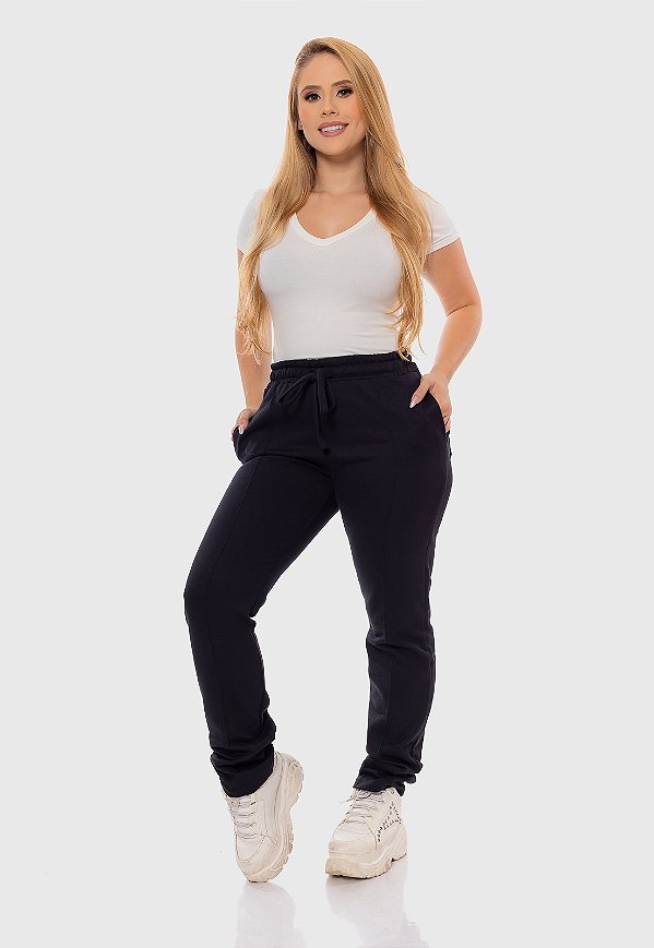 Calça 7860 Preto Moletom [F075]