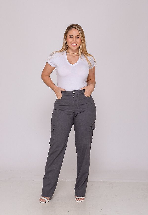 Calça Cargo Feminina 7948 Chumbo [F075]