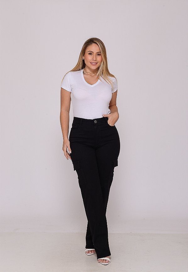 Calça Cargo Feminina 7948 Preto [F075]
