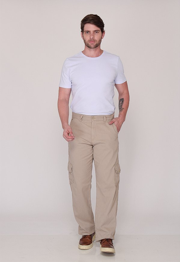 Calça Cargo Macaw Sarja 7888 Bege Escuro [F075]