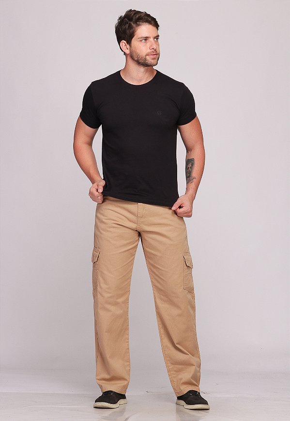 Calça Cargo Macaw Sarja 7888 Bege [F075]
