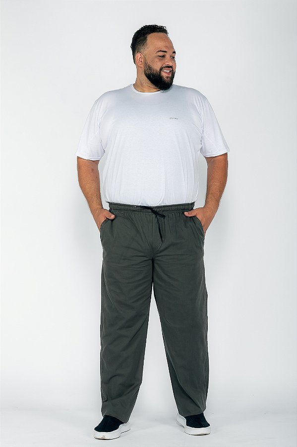 Calça Macaw 7734 Cinza Plus Size Sarja [F075]