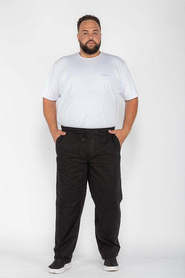 Calça Macaw 7734 Preto Plus Size Sarja [F075]