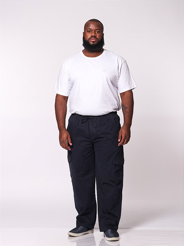 Calça Macaw 7868 Azul Marinho Plus Size Sarja [F075]