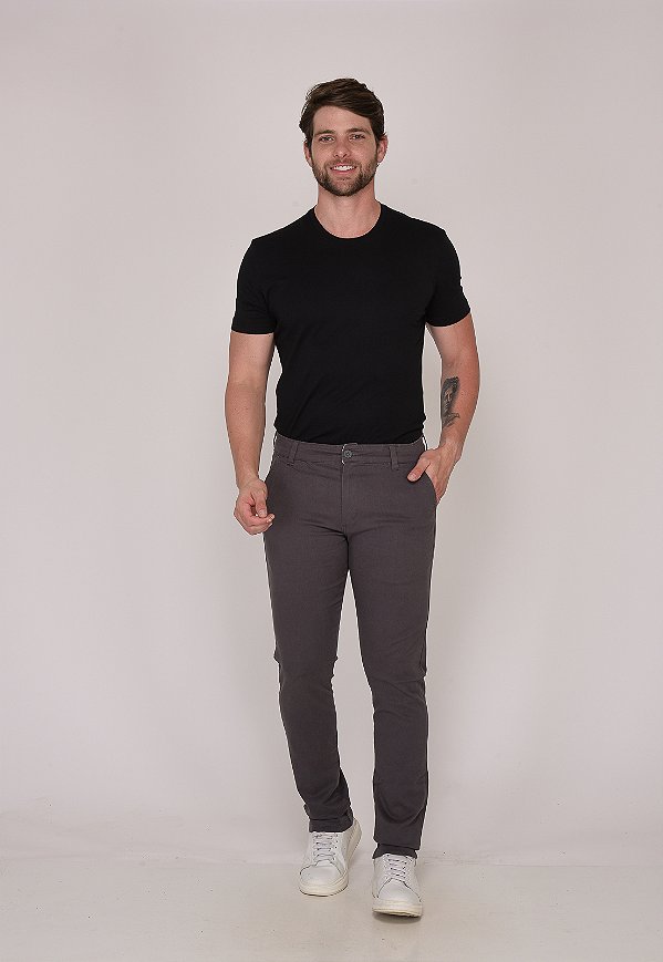 Calça Macaw Sarja Lycra 7790 Cinza [F075]