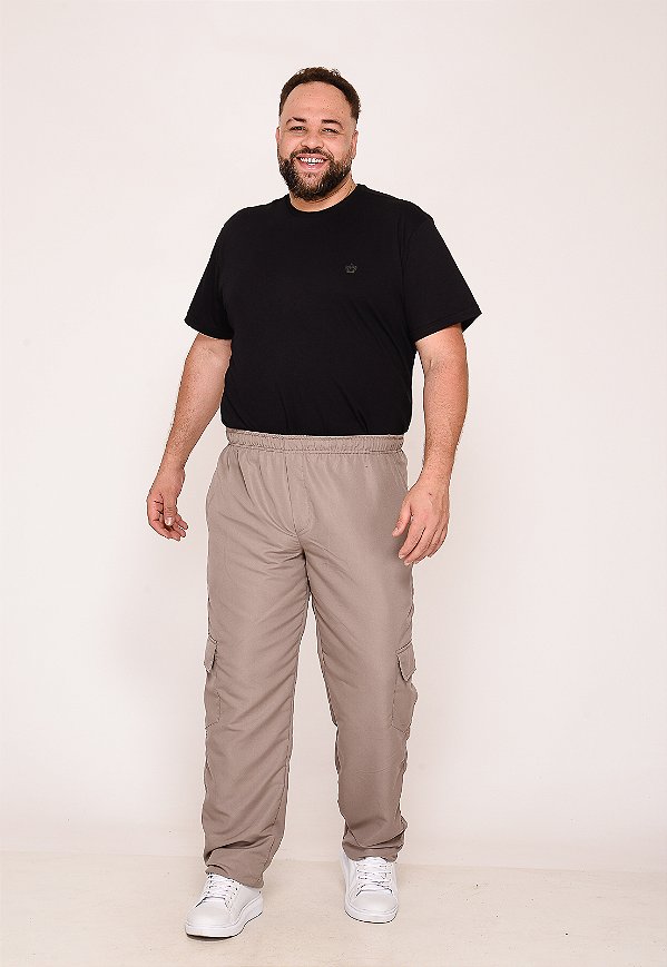 Calça Masculina Big Nylon Bege 7788 [F075]