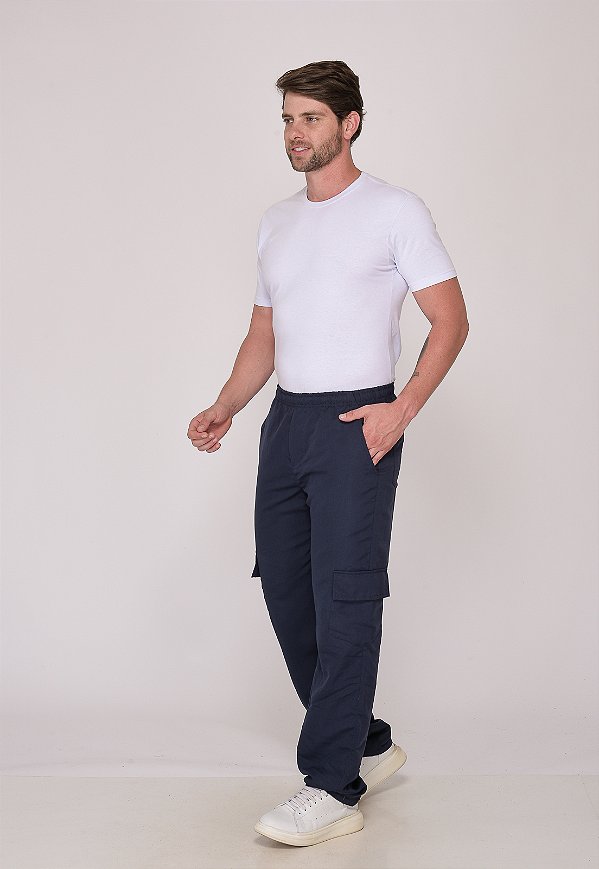 Calça Masculina Nylon Azul Marinho 7931 [F075]