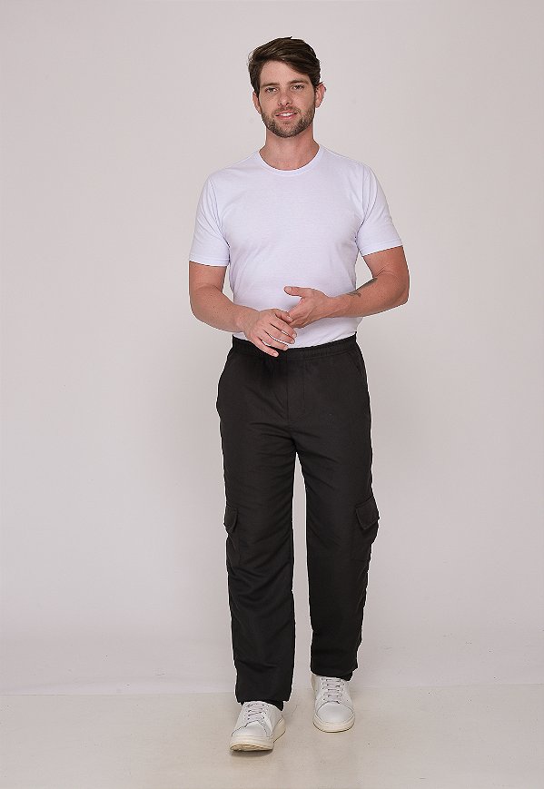 Calça Masculina Nylon Preto 7931 [F075]