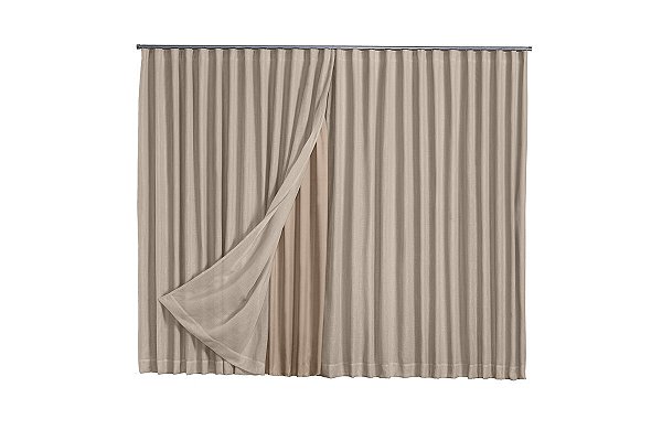Cortina Microfibra Com Linho 3,00x2,80 Para Varão Simples [F122]