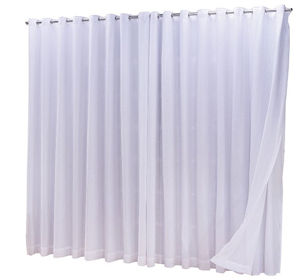 Cortina Microfibra Com Linho 6,00x2,80 Para Varão Duplo [F122]