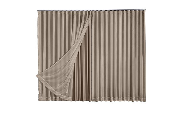 Cortina Microfibra Com Voil 6,00x2,80 Para Trilho Suíço [F122]