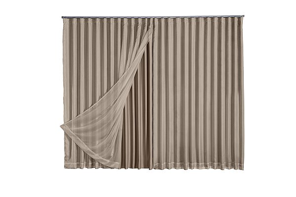 Cortina Microfibra Com Voil 2,80x2,30 Para Varão Duplo [F122]