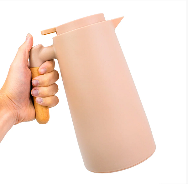 Garrafa Térmica Jarra Inox Café Chá 1 Litro Cabo Madeira [F102]