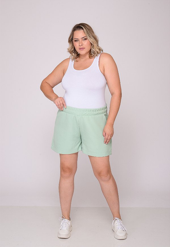 Shorts Feminino Plus Size 7945 Verde Agua [F075]
