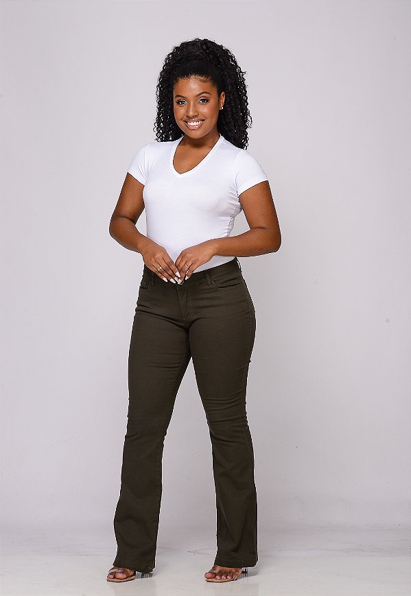 Calça Flare 7825 Verde Musgo [F075]