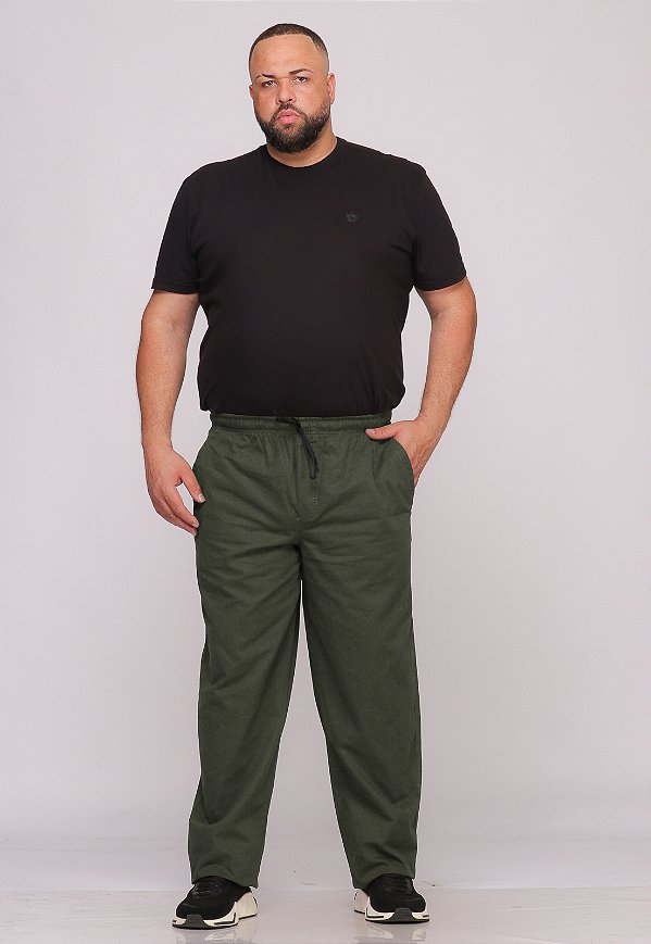 Calça Macaw 7734 Verde Plus Size Sarja [F075]
