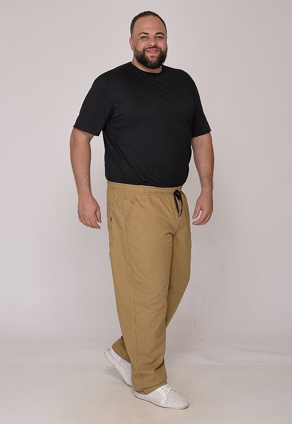Calça Macaw 7911 Caqui Plus Size Sarja [F075]