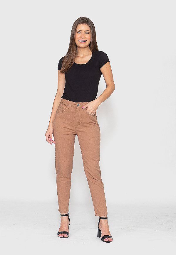 Calça Skinny 7873 Caqui Bella Canvas - Cintura Alta [F075]