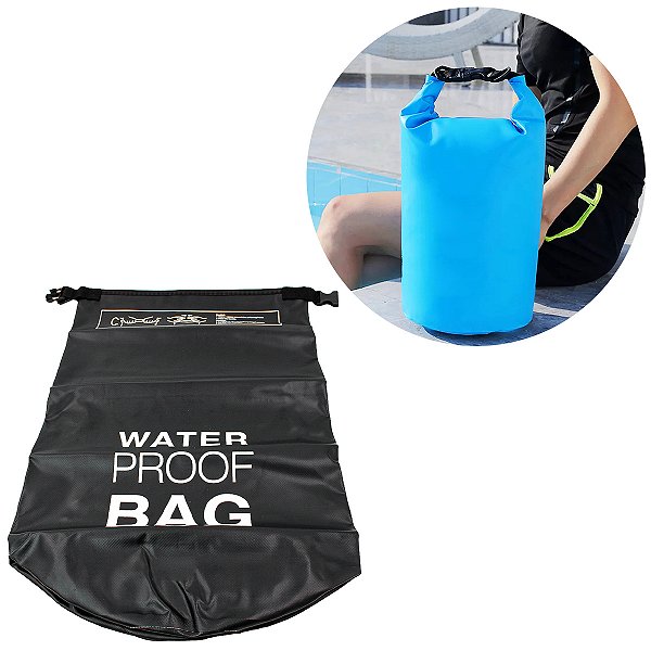Bolsa Mochila Impermeavel Saco 10 Litros Camping Cor:preto [F102]