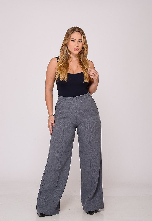 Calça Elástico Feminina 7941 Cinza [F075]