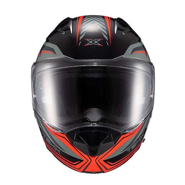 Capacete Texx Escam Kratos Nomade Pret Verm Cinz Bril 61 [F016]