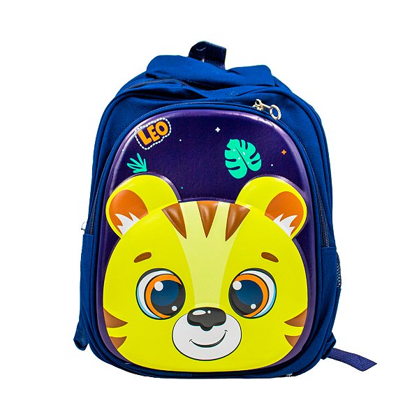 Mochila Escolar Infantil Bichinhos Modelo Tigre Azul [F102]