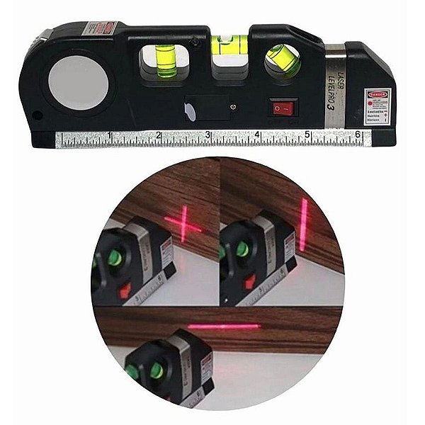 Nível A Laser 3 Linhas Cruz Com Trena Régua Nivelador [F102]