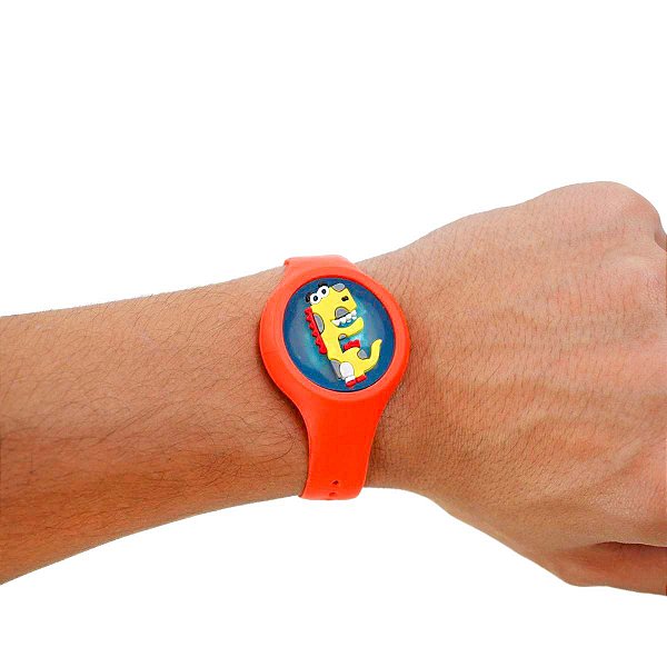 Pulseira Relogio Infantil Antimosquito Repelente Cor:laranja [F102]