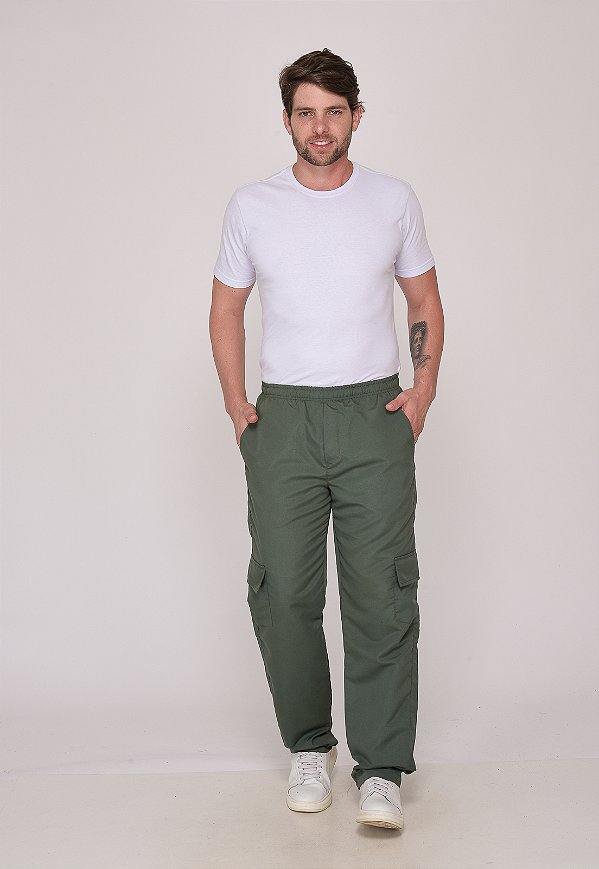 Calça Masculina Nylon Verde Musgo 7931 [F075]