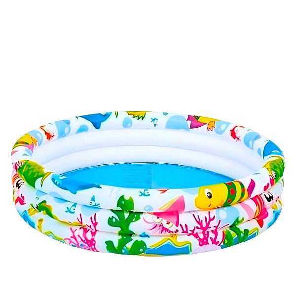 Piscina Inflável Redonda Animais Marinhos Infantil 135litros [F102]