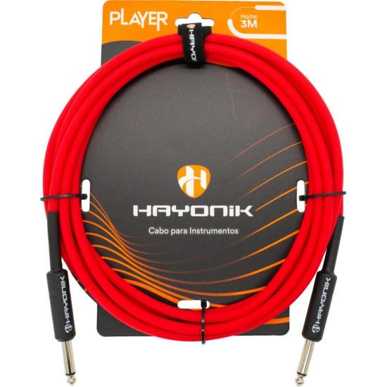 Cabo Para Instrumentos Player P10 x P10 3m Vermelho Hayonik [F003]