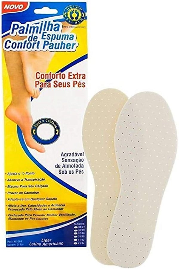 Palmilha De Espuma Confortpauher Branca 41/42 Ortho Pahuer Ac060 [F132]