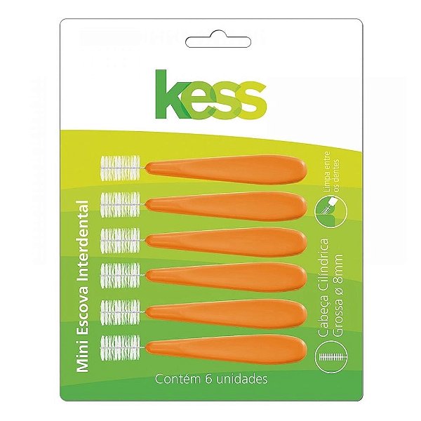 Mini Escova Interdental Cilíndrica Grossa 8mm 6 Unidades Kess 2007 [F132]