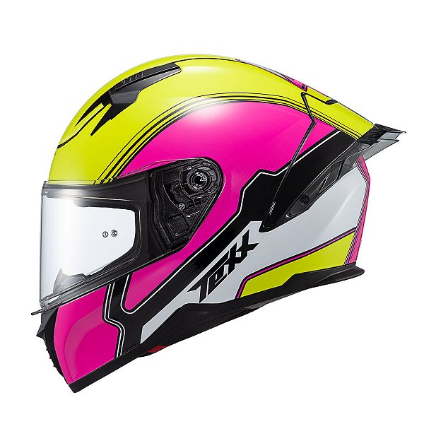 Capacete Texx Fecha Raptor Hornet Verd Ros Branc Bril 62 [F016]