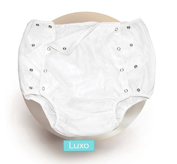 Calça Plastica Luxo Com Botao (branco) Tam M 44/46 - Senior Care [F132]