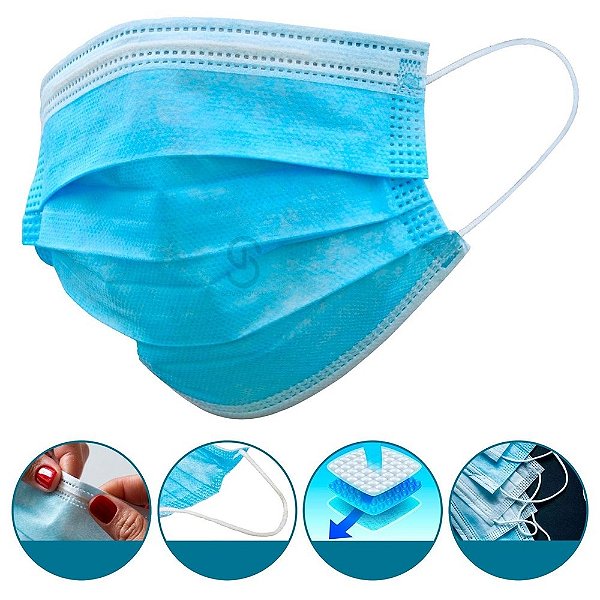 Mascara Proteçao Tripla Infantil Azul Cx Com 50un Hc655 Multilaser [F132]