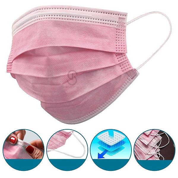 Mascara Proteçao Tripla Infantil Rosa Cx Com 50un Hc654 Multilaser [F132]