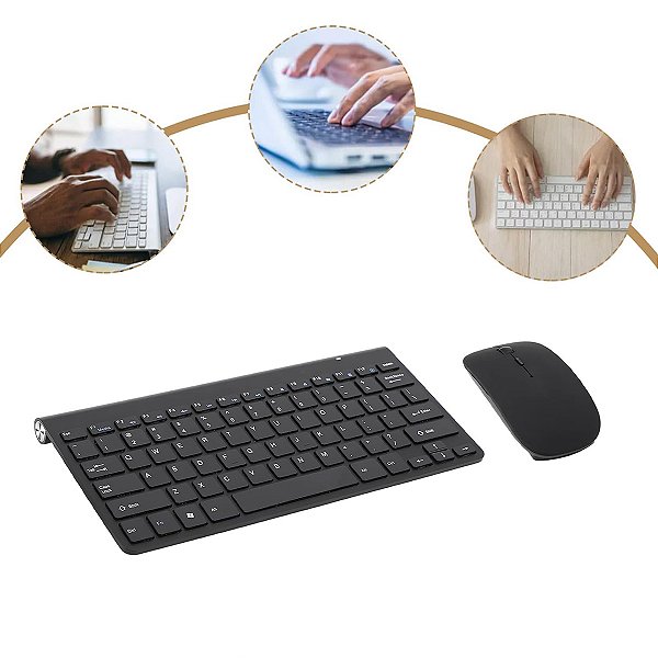Kit Mouse E Teclado Sem Fio A Pilha Agold Notebook Cor:preto [F102]