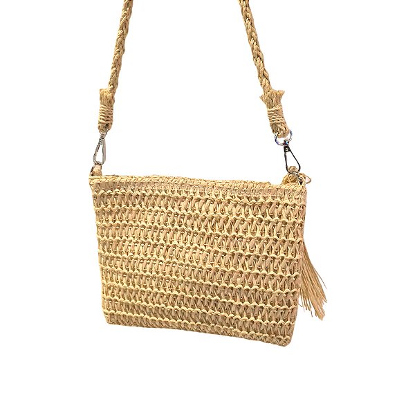 Bolsa Artesanal Lateral Transversal Casual Praia Cor:bege [F102]