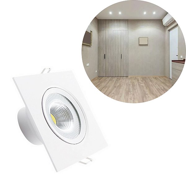Luminária Spot Luz Led Quadrada Luz Fria Iluminação 3w [F102]
